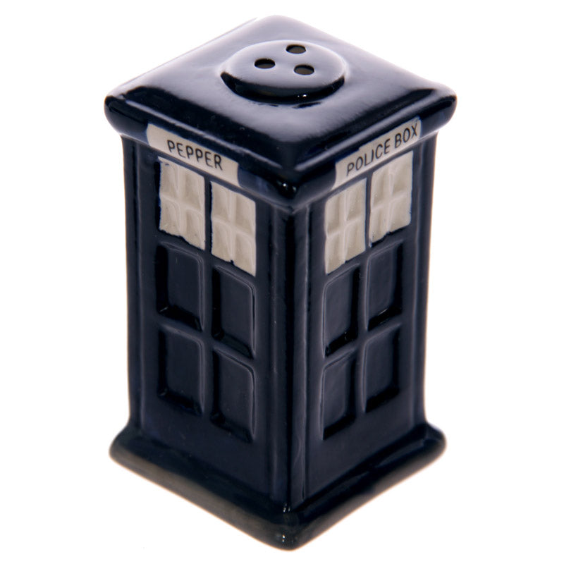 Ceramic Police Box Salt and Pepper Set with rubber bung