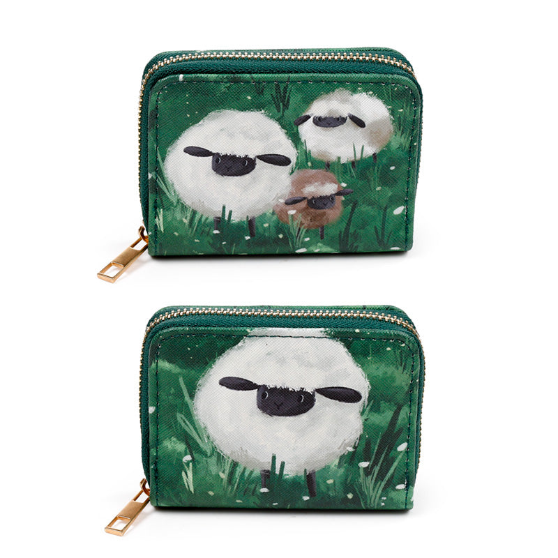 Interior of Small Zip Around Wallet - Sheep