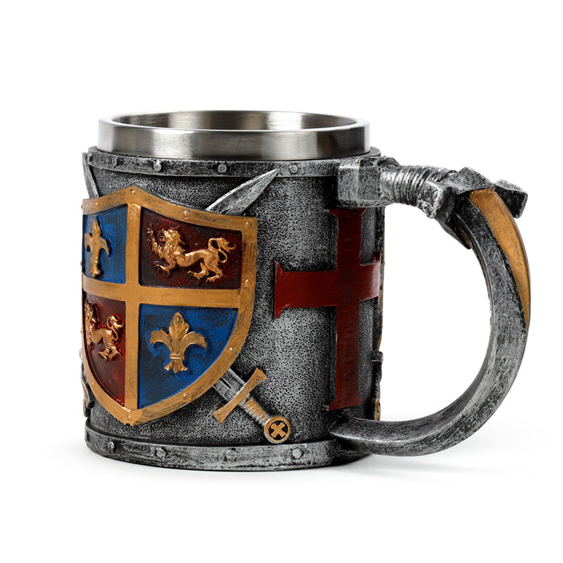 Close-up of decorative tankard with Coat of Arms