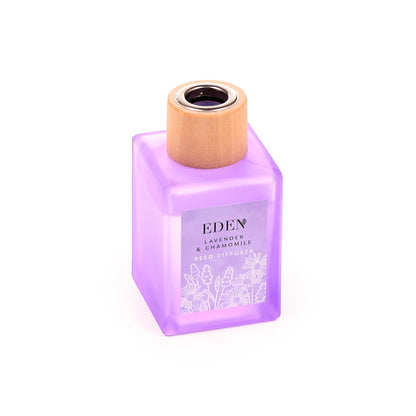 Eden Lavender & Chamomile Reed Diffuser with floral backdrop