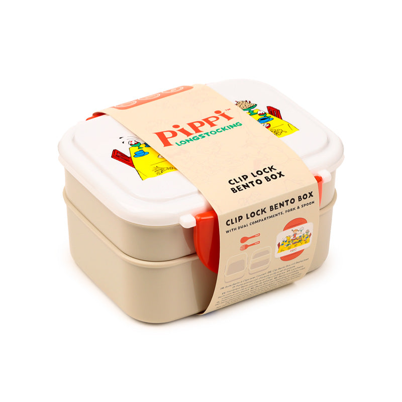 Open Pippi Longstocking Bento Lunch Box showing cutlery