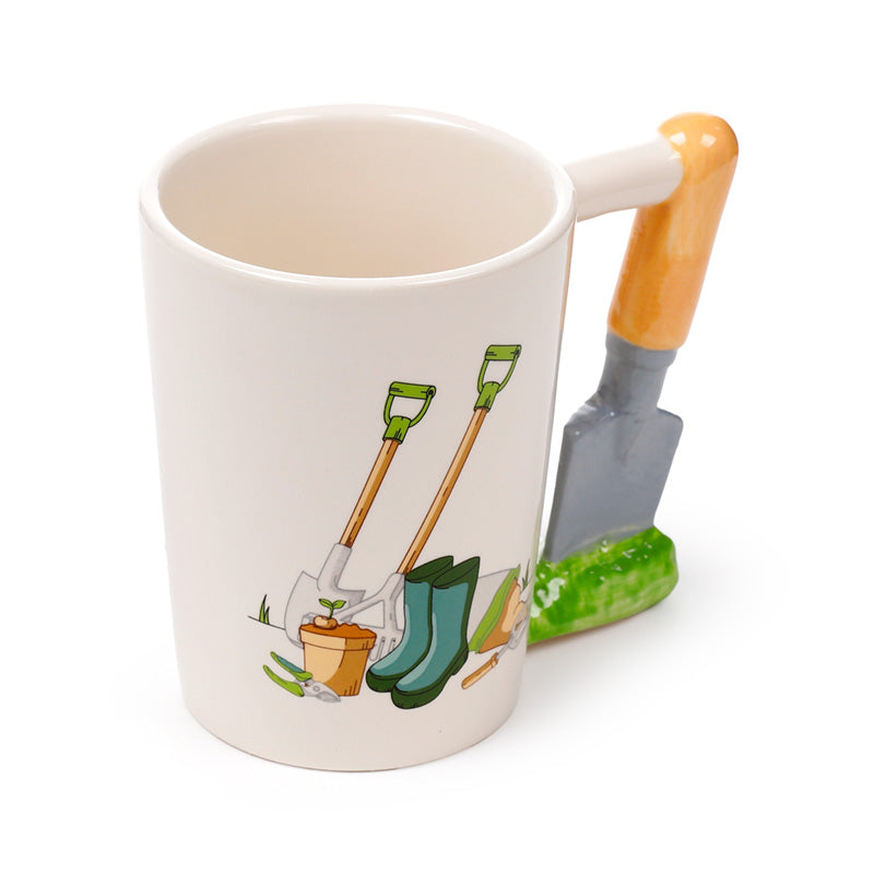 Garden Trowel Shaped Handle Ceramic Mug - Front View
