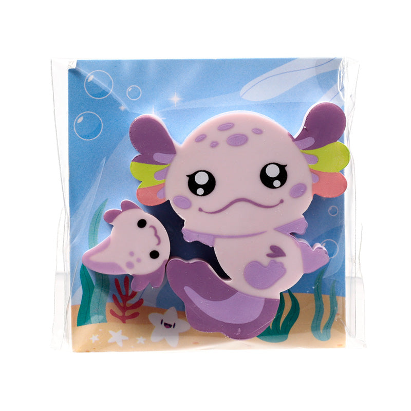 Fun and Functional Axolotl Eraser Set