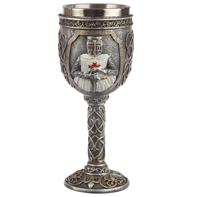 Elegant Crusader Knight Decorative Goblet on display