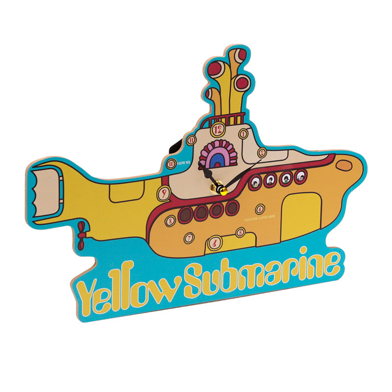 Close-up of The Beatles Yellow Submarine wall clock