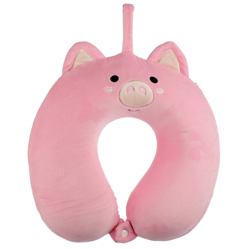 Relaxeazzz Plush Memory Foam Travel Pillow in Pig Shape