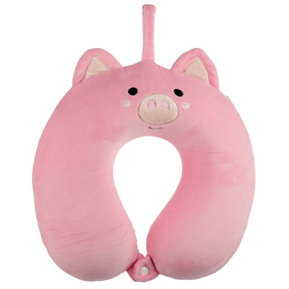 Relaxeazzz Plush Memory Foam Travel Pillow in Pig Shape