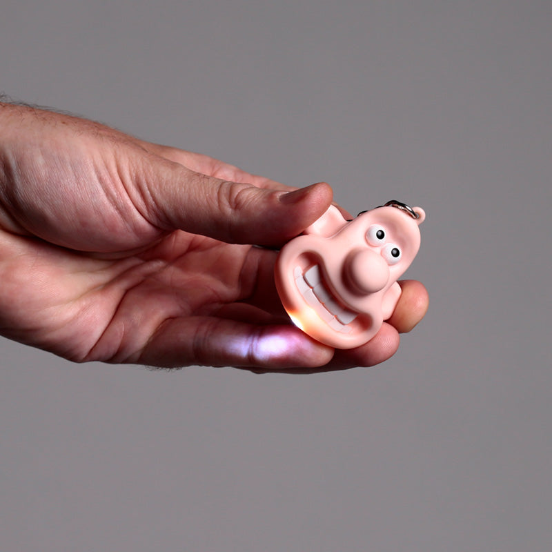 Wallace & Gromit LED Keyring lit up in the dark