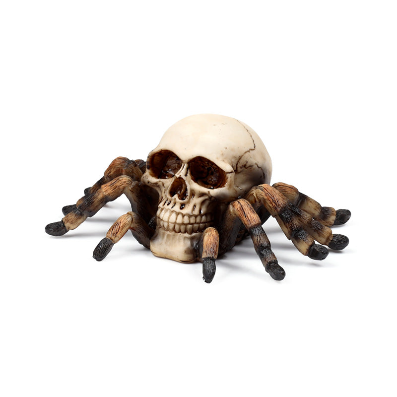 Unique skull ornament featuring elegant spider legs