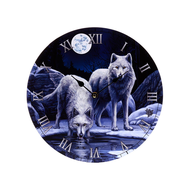 Lisa Parker Warriors of Winter Wolf Wall Clock front view