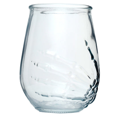 Skeleton Hand Glass Tumbler - Side View