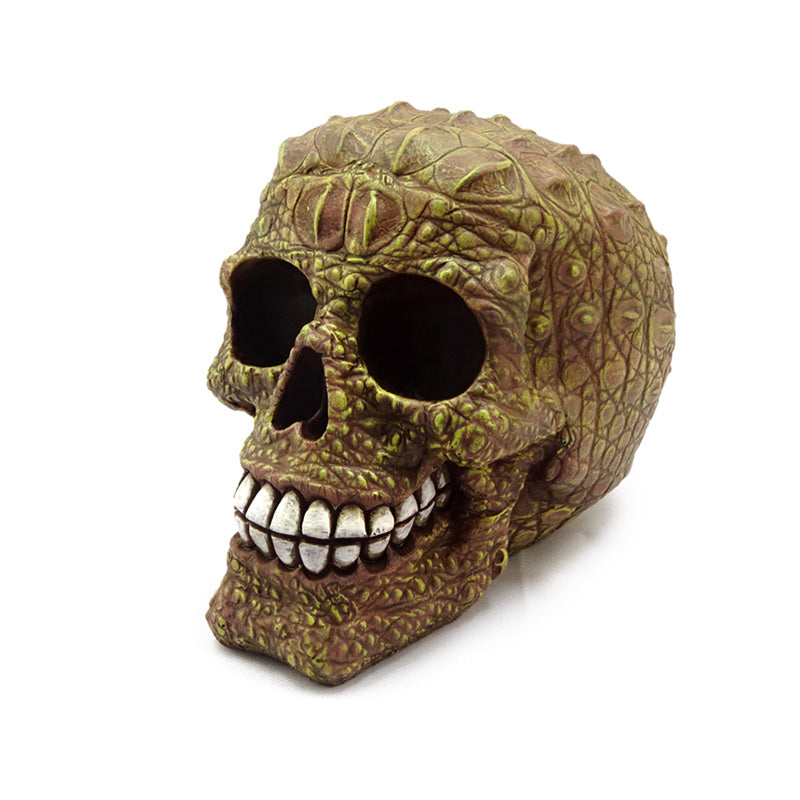 Decorative Skull Ornament with Crocodile Skin Effect