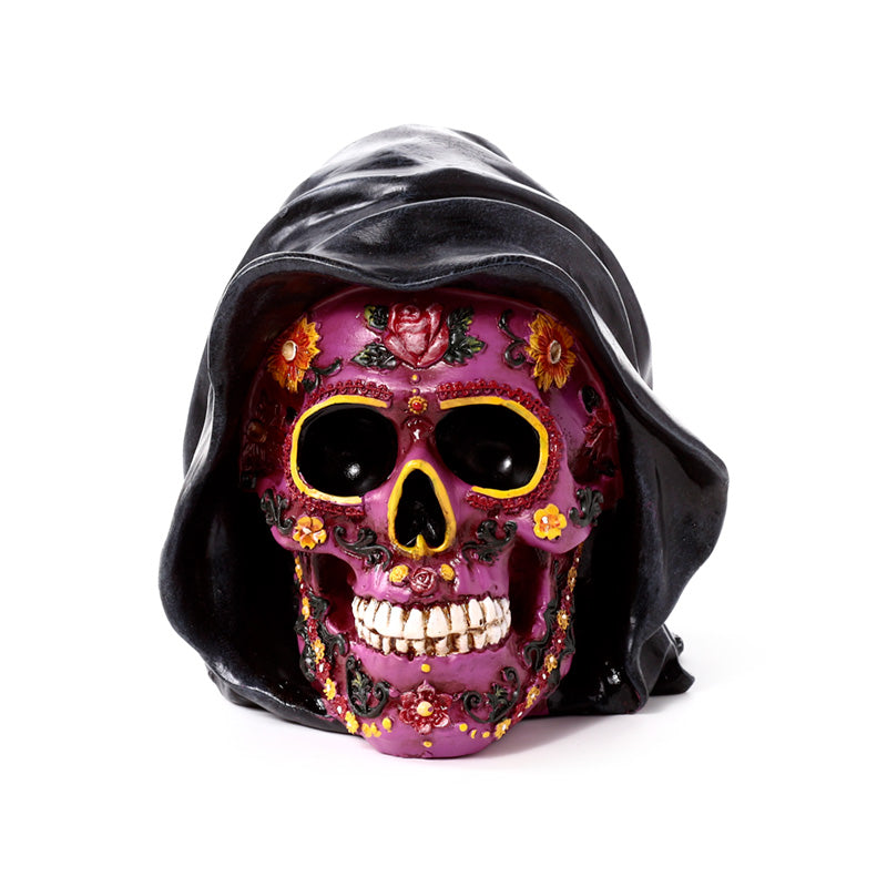 Intricate detailing on Day of the Dead Purple Skull