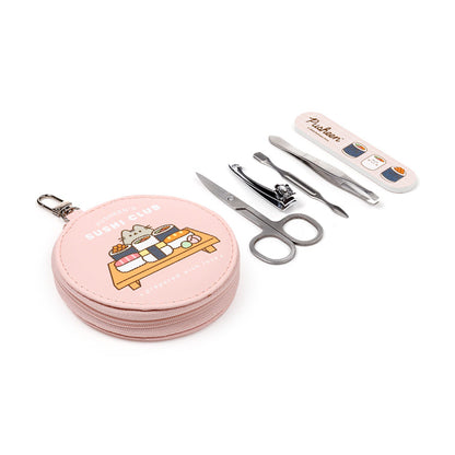 Close-up of Pusheen the Cat manicure tools