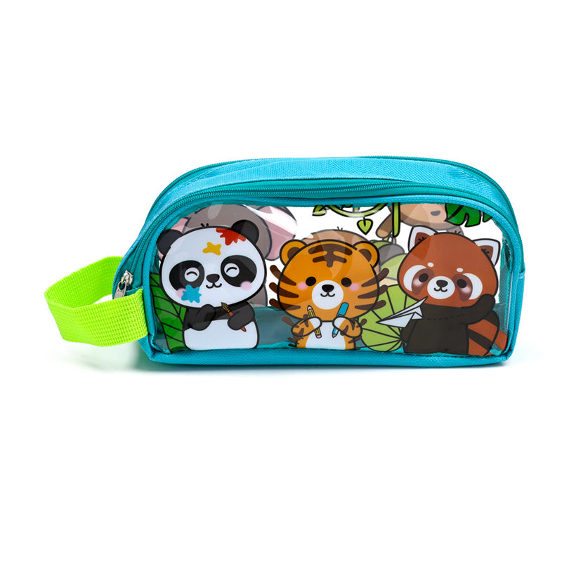 Adoramals Wild Clear Window Pencil Case in use