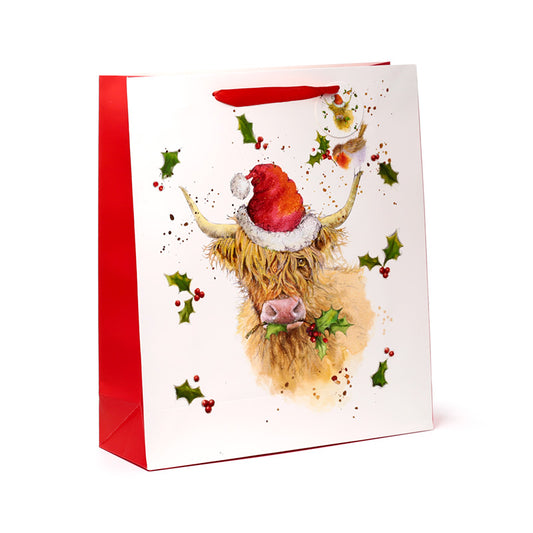 Extra Large Christmas Gift Bag with Highland Coo Cow design