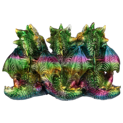 Vibrant Metallic Rainbow Dragon Figurine Display