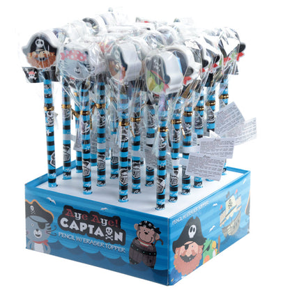Fun Pirate Design Pencil and Eraser Set Display