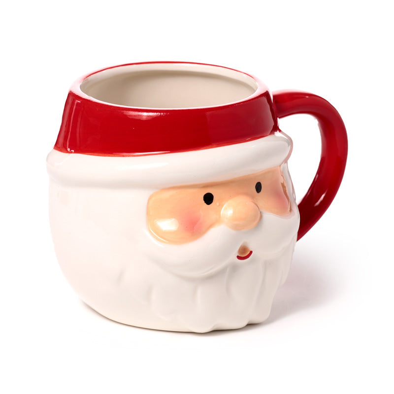 Ceramic shaped head mug featuring a Christmas Santa design